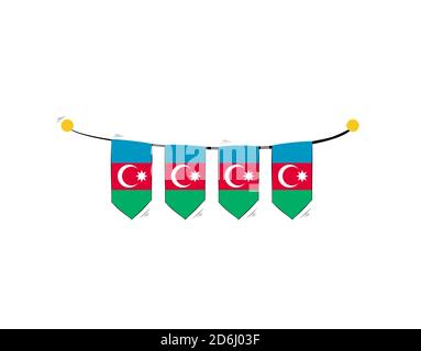 impostare il flag azerbaigian su sfondo bianco nell'illustrazione vettoriale Illustrazione Vettoriale