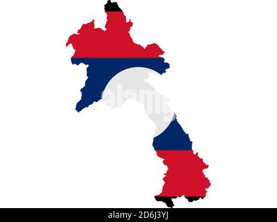 Bandiera in forma di paese geografico, Repubblica democratica popolare del Laos, Asia sudorientale, Asia Foto Stock