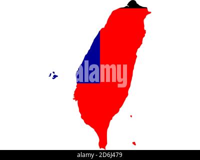 Bandiera in forma di paese geografico, Taiwan, Provincia della Cina, Asia orientale, Asia Foto Stock