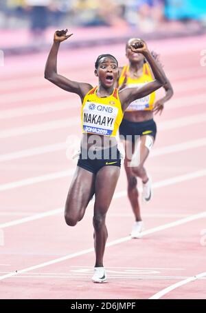 Halimah Nakaayi (Uganda). 800 metri Medaglia d'oro. IAAF mondiale di atletica, Doha 2019 Foto Stock