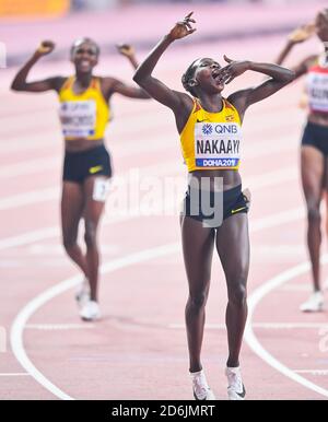 Halimah Nakaayi (Uganda). 800 metri Medaglia d'oro. IAAF mondiale di atletica, Doha 2019 Foto Stock