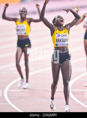 Halimah Nakaayi (Uganda). 800 metri Medaglia d'oro. IAAF mondiale di atletica, Doha 2019 Foto Stock