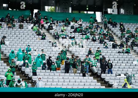 Tokyo, Giappone. 17 Ott 2020. Tokyo Verdy Fans Football/Soccer : 2020 J2 League match tra Tokyo Verdy 0-0 Tochigi SC allo stadio Ajinomoto di Tokyo, Giappone . Credit: Naoki Morita/AFLO SPORT/Alamy Live News Foto Stock