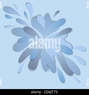 Carta multistrato di acqua e gocce, tagliato da carta. fluido splash 3d. Modello vettoriale per presentazioni, articoli, banner e il tuo design. Illustrazione Vettoriale