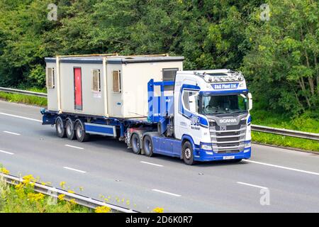 S&G Plant Ltd; autocarri per trasporto merci, autocarri, veicoli pesanti, trasporti, autocarri, cargo, veicoli Scania, industria europea dei trasporti commerciali HGV, M6 a Manchester, Regno Unito Foto Stock