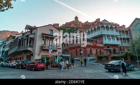 Tbilisi, Georgia - 14 ottobre 2020: Antiche Terme di zolfo nel distretto di Abanotubani Foto Stock