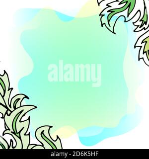 Sfondo verde con foglie. Transizioni di colore uniformi. Lascia negli angoli. Illustrazione Vettoriale