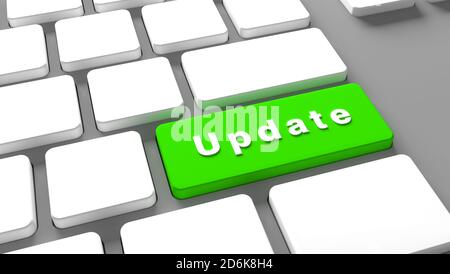 Pulsante Aggiorna tastiera - informazioni su Internet Online Upgrade - 3d illustrazione Foto Stock