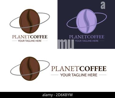 Illustrazione disegno vettoriale del modello di logo Planet Coffee per le aziende o società Illustrazione Vettoriale