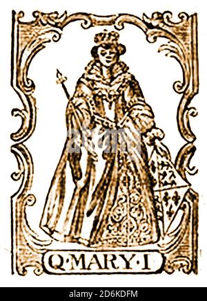 Un'incisione del 18 ° secolo (1756) della regina Maria aka Bloody Maria d'Inghilterra Foto Stock