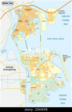 Mappa vettoriale della Repubblica popolare cinese di Macao Special Regione amministrativa Illustrazione Vettoriale