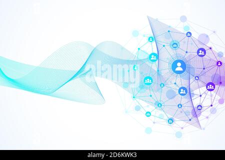 Sfondo della connessione Internet, senso astratto della scienza e della tecnologia grafica. Illustrazione della connessione di rete globale Foto Stock