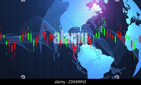 Mercato azionario o forex trading business diagramma grafico di investimenti finanziari concetto. Presentazione aziendale per la progettazione e il testo. Tendenze dell'economia Foto Stock