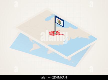 Stato della Virginia Occidentale selezionato sulla mappa con bandiera isometrica della Virginia Occidentale. Mappa carta vettoriale. Illustrazione Vettoriale