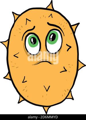 Kiwano in cattivo umore, illustrazione, vettore su sfondo bianco Illustrazione Vettoriale