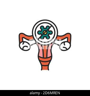 Infezione del tramento icona nera della linea di malattia. Malattia infettiva del sistema riproduttivo femminile. Accedi alla pagina Web, all'app mobile, al pulsante, al logo. Illustrazione Vettoriale