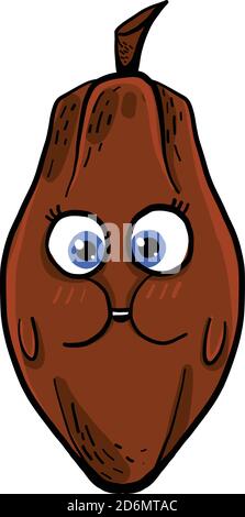 Fagiolo di cacao grasso, illustrazione, vettore su sfondo bianco Illustrazione Vettoriale