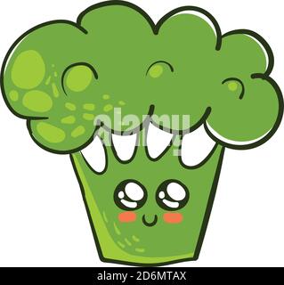 Carino broccoli, illustrazione, vettore su sfondo bianco Illustrazione Vettoriale