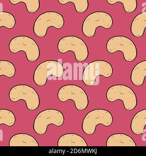Anacardi sani, motivo senza cuciture su sfondo rosa. Illustrazione Vettoriale