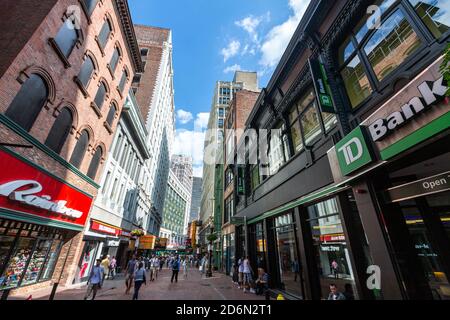 Negozi a Winter st, Boston, Massachusetts, USA Foto Stock