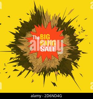 Il grande oggetto di vendita bang per il modello di grafica di banner su sfondo giallo Foto Stock