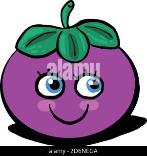 Buon mangosteen, illustrazione, vettore su sfondo bianco Illustrazione Vettoriale