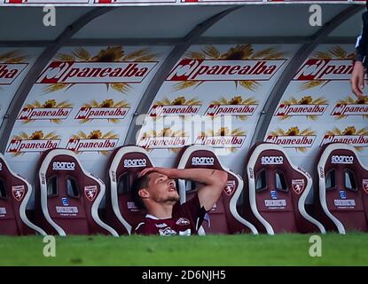 18 ottobre 2020, Torino, Italia: Andrea Belotti del Torino FC durante la Serie A 2020/21 tra Torino FC e Cagliari Calcio allo Stadio Olimpico Grande Torino, Torino, Italia il 18 ottobre 2020 - Foto Fabrizio Carabelli/LM (Credit Image: © Fabrizio Carabelli/LPS via ZUMA Wire) Foto Stock