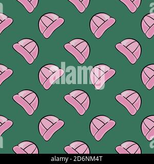 Cappuccio rosa, motivo senza cuciture su sfondo verde. Illustrazione Vettoriale