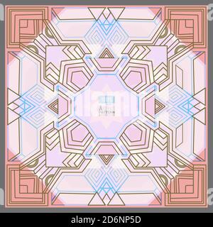 Disegno geometrico astratto della linea del telaio su rosa e viola sfondo Foto Stock