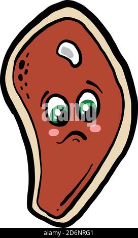 Triste pezzo di carne, illustrazione, vettore su sfondo bianco Illustrazione Vettoriale