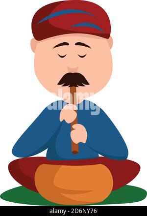 Snake Charmer, illustrazione, vettore su sfondo bianco Illustrazione Vettoriale