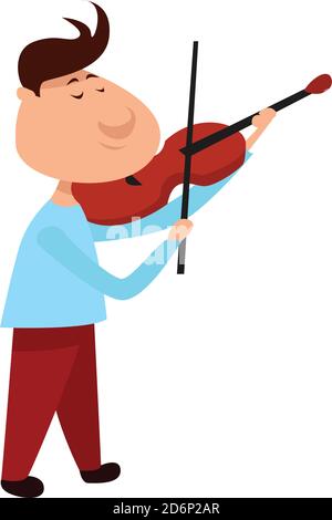 Ragazzo violinista, illustrazione, vettore su sfondo bianco Illustrazione Vettoriale