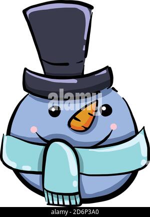 Pupazzo di neve blu, illustrazione, vettore su sfondo bianco Illustrazione Vettoriale