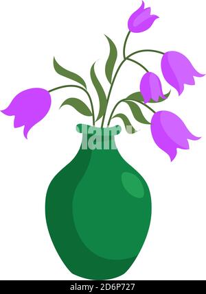 Fiori di campana viola, illustrazione, vettore su sfondo bianco. Illustrazione Vettoriale