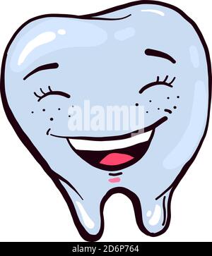 Dente sorridente, illustrazione, vettore su sfondo bianco. Illustrazione Vettoriale