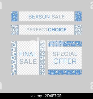Frame vettoriali astratti moderni. Modelli di design modificabili per Web, social media, promo, annunci, banner, ecc. fivo sans Illustrazione Vettoriale