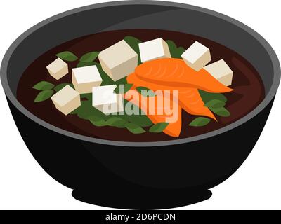 Zuppa di miso, illustrazione, vettore su sfondo bianco. Illustrazione Vettoriale