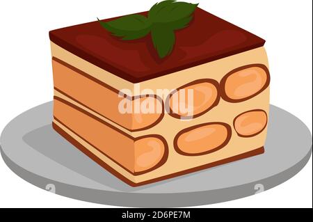 Dolce tiramisù, illustrazione, vettore su sfondo bianco. Illustrazione Vettoriale