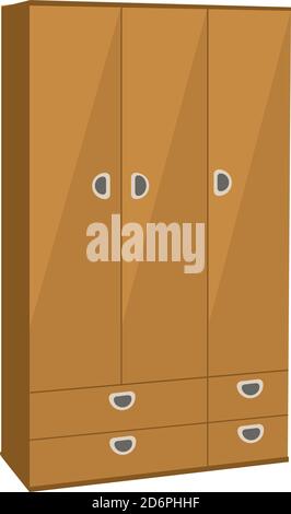 armadio in legno, illustrazione, vettore su sfondo bianco Illustrazione Vettoriale