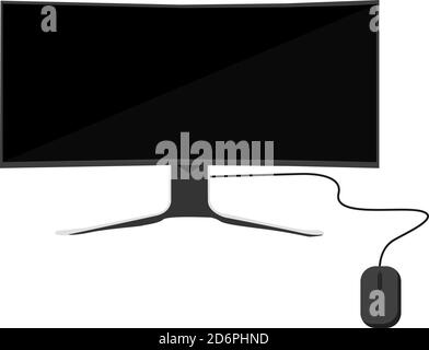 Monitor curvo, illustrazione, vettore su sfondo bianco. Illustrazione Vettoriale