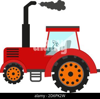 Trattore agricolo, illustrazione, vettore su sfondo bianco. Illustrazione Vettoriale