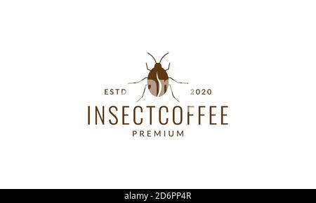 animale insetto scarafaggio caffè fagiolo logo vettore icona disegno illustrazione Illustrazione Vettoriale