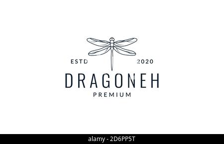 libellule di insetti animali moderna linea silhouette logo vettore icona illustrazione design Illustrazione Vettoriale