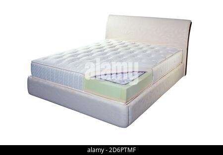 Lussuoso letto con piattaforma con materasso in molle tascabili e. foglio di spugna Foto Stock