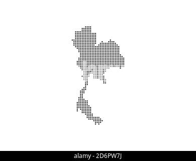 Thailandia, paese, mappa punteggiata su sfondo bianco. Illustrazione vettoriale. Illustrazione Vettoriale