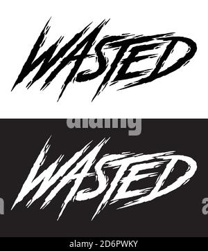 Sprecato. Lettere a mano art. Ruvido stile pennello lettere su sfondo isolato. Bianco e nero. Grafica vettoriale t shirt disegno, stampa, poster, Illustrazione Vettoriale