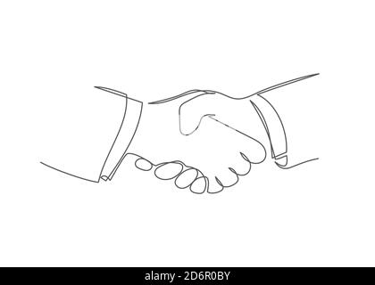 Handshake di un disegno di linea handshake vettoriale in stile di linea su sfondo bianco Illustrazione Vettoriale