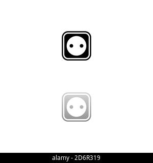 Presa di corrente. Simbolo nero su sfondo bianco. Illustrazione semplice. Icona vettore piatto. Specchia ombra di riflessione. Può essere utilizzato in logo, Web, dispositivi mobili e. Illustrazione Vettoriale