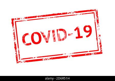 COVID-19 testo in gomma rossa, immagine concettuale Foto Stock