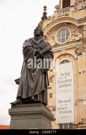 Monumento Martin Luther a Dresda Foto Stock